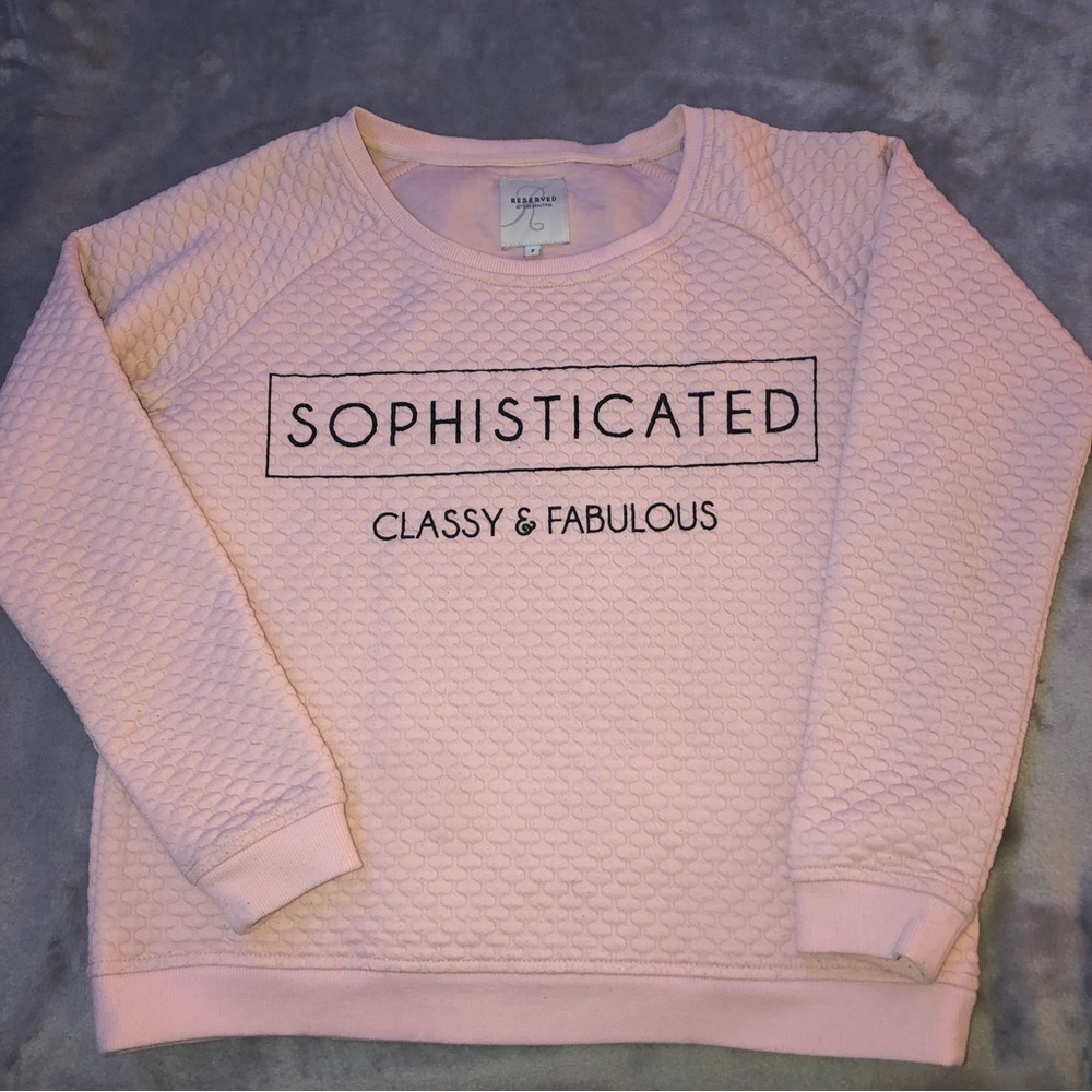 Reserved Light pink long sleeve/ scoop neck sweater/ sweatshirt